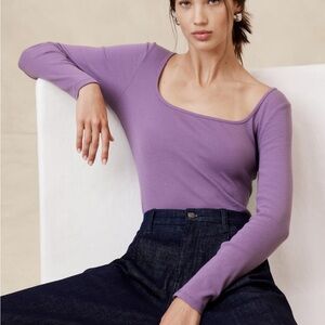 Ribbed Square Neck Top